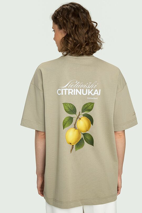 Short sleeves cotton T-shirt "Quinces" 5 | GREEN | Audimas