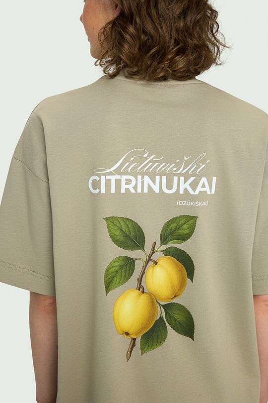 Short sleeves cotton T-shirt "Quinces" 7 | GREEN | Audimas