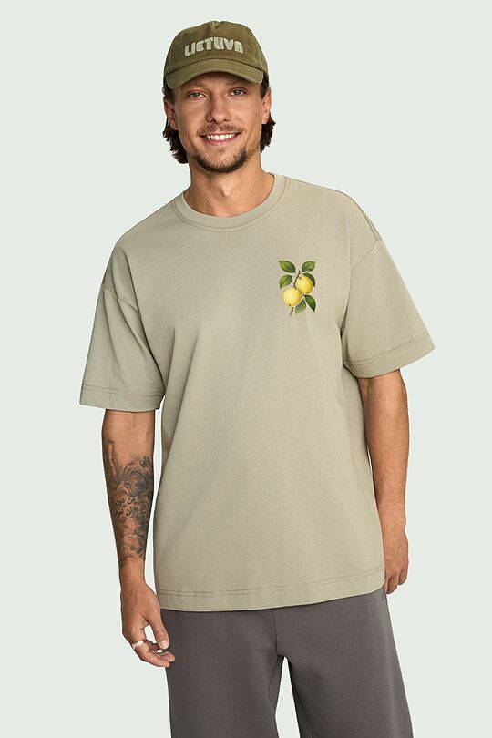 Short sleeves cotton T-shirt "Quinces" 4 | GREEN | Audimas