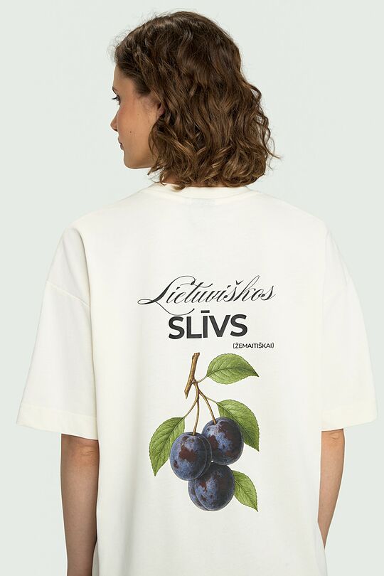 Short sleeves cotton T-shirt "Plums" 5 | Cream | Audimas