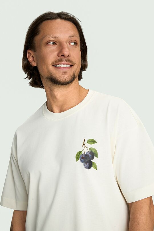 Short sleeves cotton T-shirt "Plums" 8 | Cream | Audimas
