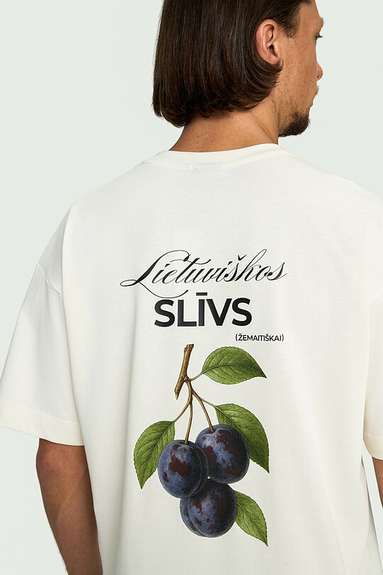 Short sleeves cotton T-shirt "Plums" 6 | Cream | Audimas