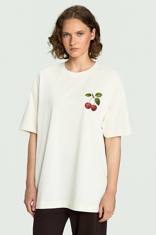 Short sleeves cotton T-shirt "Cherry" 3 | Cream | Audimas