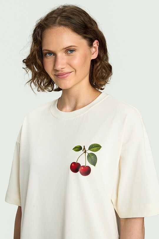 Short sleeves cotton T-shirt "Cherry" 5 | Cream | Audimas