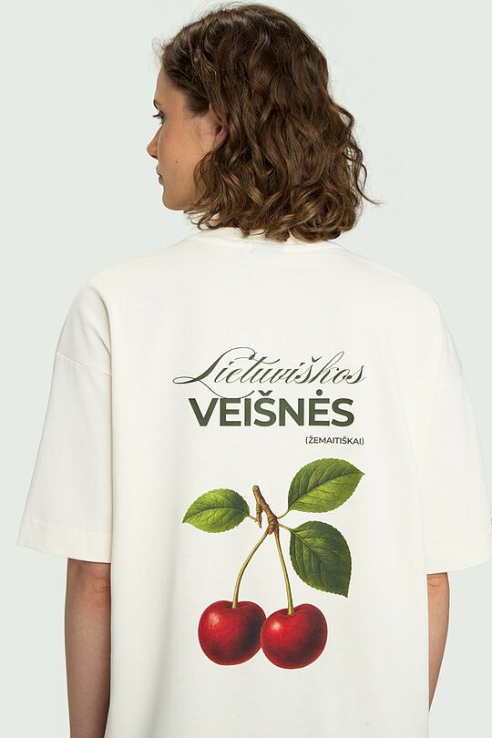 Short sleeves cotton T-shirt "Cherry" 7 | Cream | Audimas