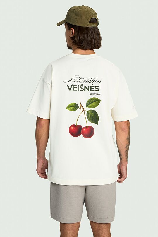 Short sleeves cotton T-shirt "Cherry" 6 | Cream | Audimas