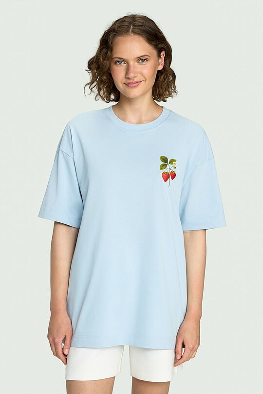 Short sleeves cotton T-shirt "Strawberry" 3 | Dark blue | Audimas