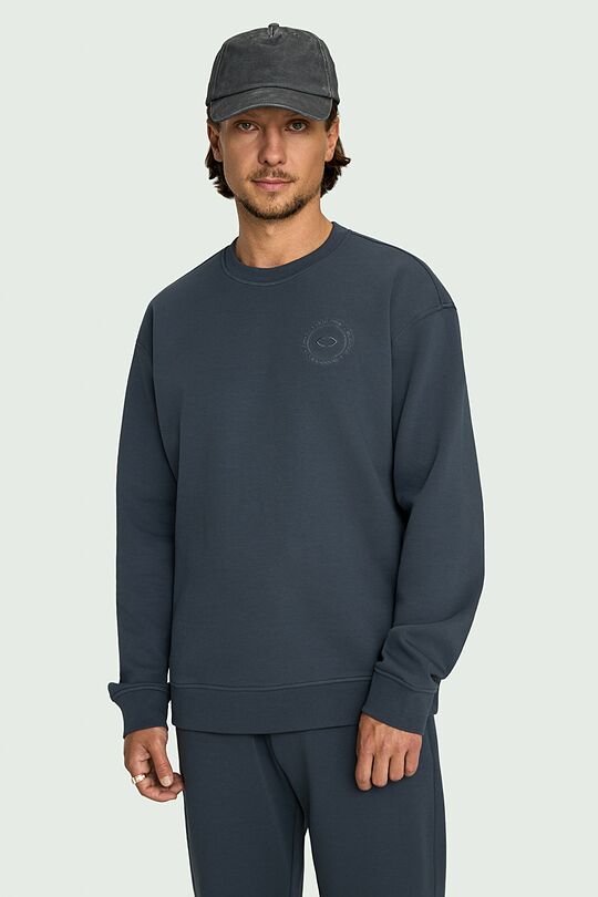 Cotton pique crewneck sweatshirt 1 | BLUE | Audimas