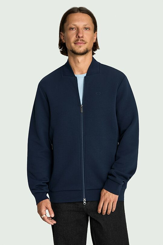 Cotton interlock bomber jacket 1 | Dark blue | Audimas
