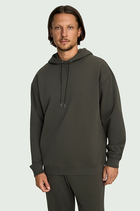 Cotton French terry hoodie 1 | Dark brown | Audimas