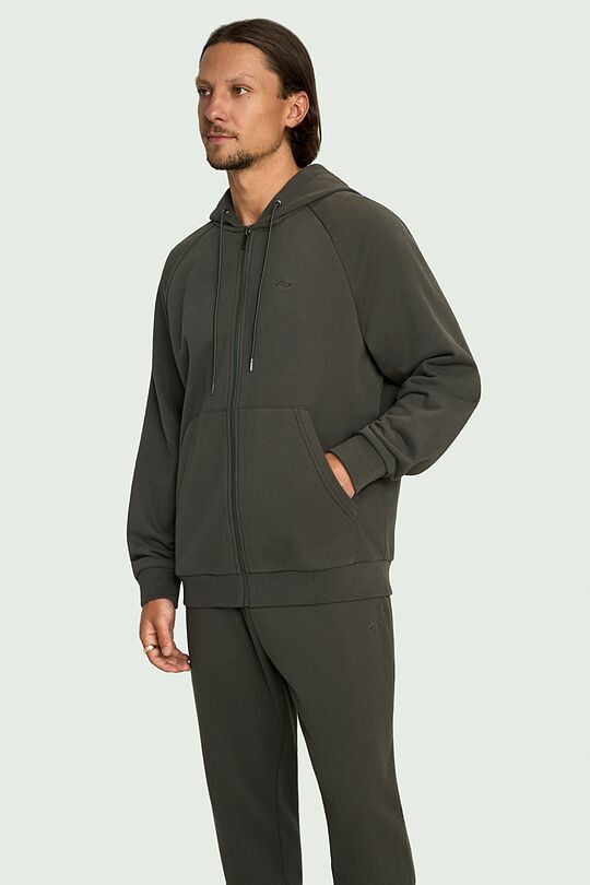 Cotton French terry full-zip hoodie 1 | CHAKI | Audimas
