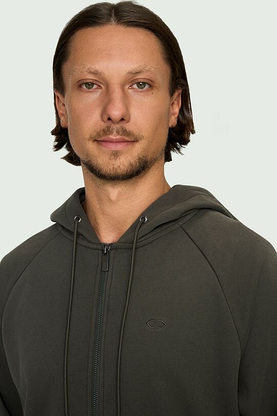 Cotton French terry full-zip hoodie 3 | CHAKI | Audimas