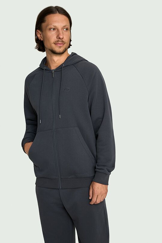 Cotton French terry full-zip hoodie 1 | DARK GREY | Audimas