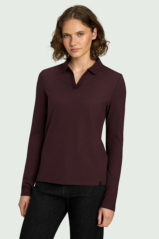 Cotton pique polo top 1 | burgundy | Audimas