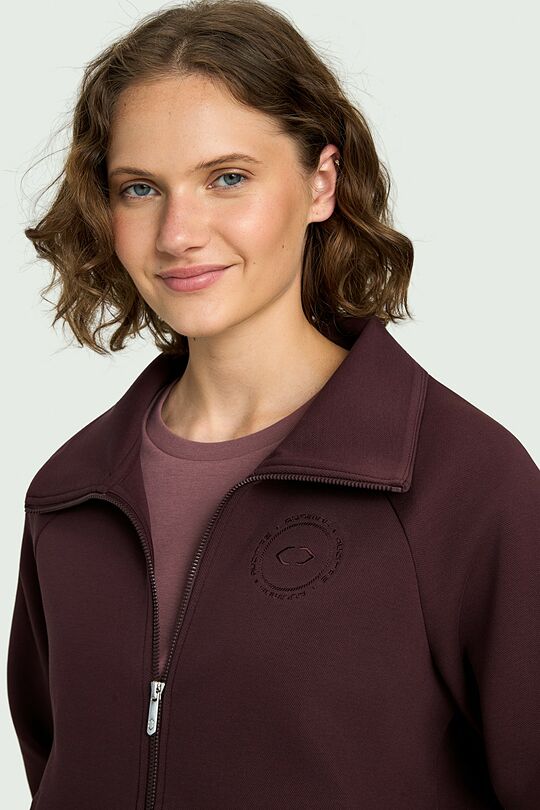 Cotton pique full-zip jacket 3 | burgundy | Audimas