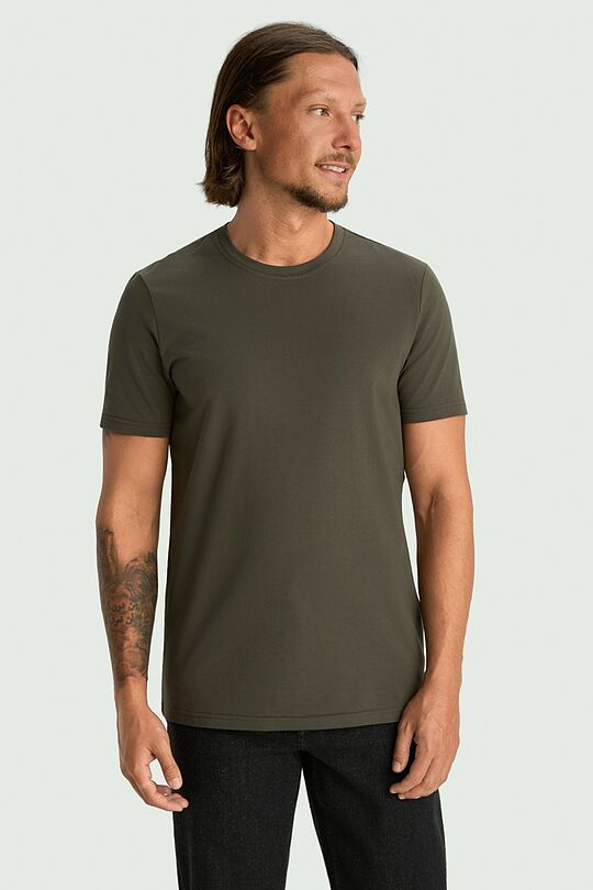 Short sleeve cotton T-shirt 1 | Dark brown | Audimas