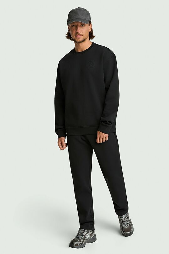 Straight fit cotton pique sweatpants 1 | BLACK | Audimas