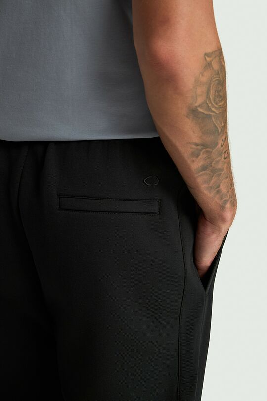 Straight fit cotton pique sweatpants 5 | BLACK | Audimas
