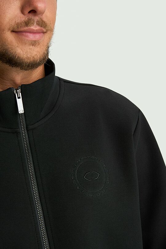 Cotton pique full-zip jacket 3 | BLACK | Audimas