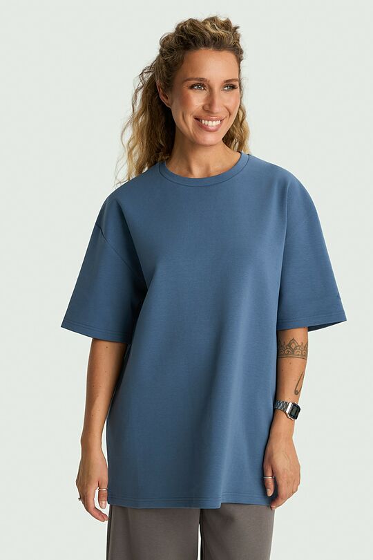 Oversized cotton interlock T-shirt 2 | BLUE | Audimas