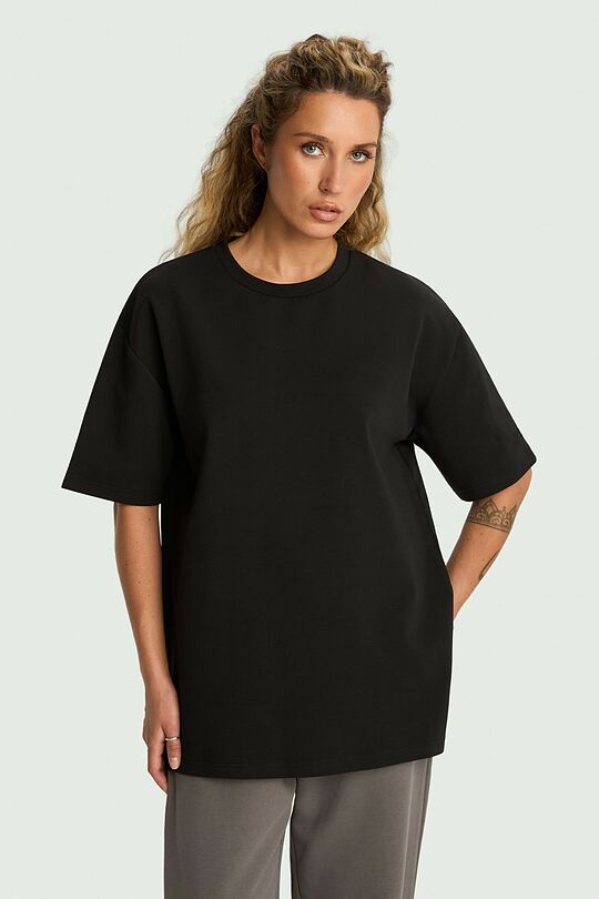 Oversized cotton interlock T-shirt 2 | BLACK | Audimas