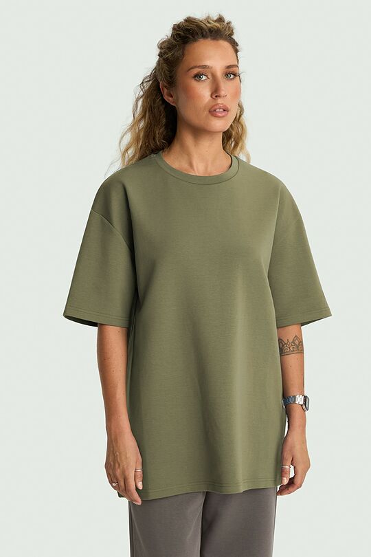 Oversized cotton interlock T-shirt 5 | GREEN | Audimas