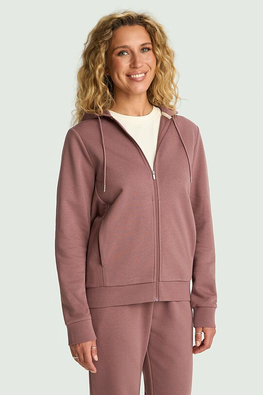 Cotton French terry full-zip hoodie 1 | PINK | Audimas