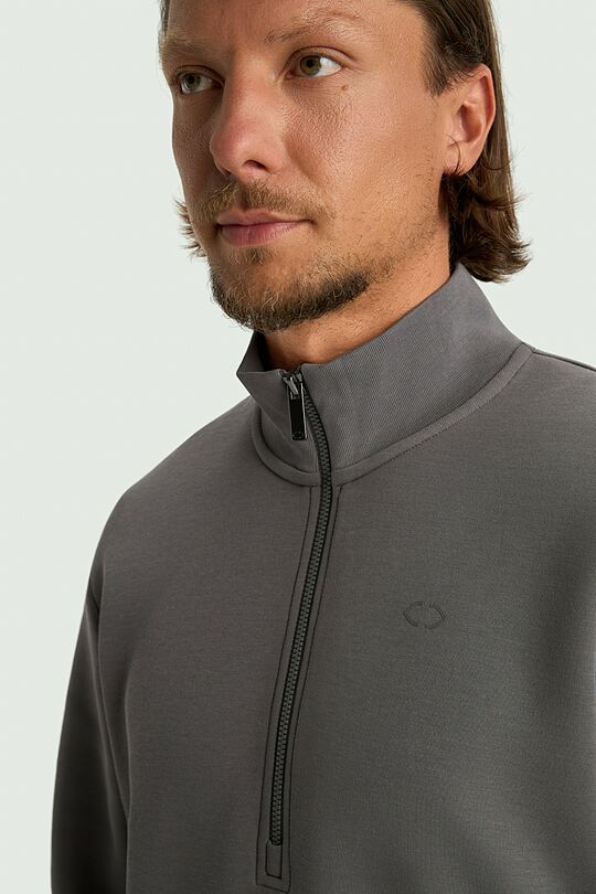 Cotton interlock half-zip sweatshirt 3 | GREY | Audimas