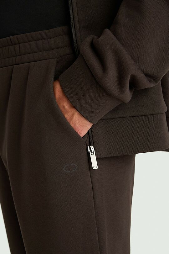 Cotton French terry tapered sweatpants 5 | BROWN | Audimas