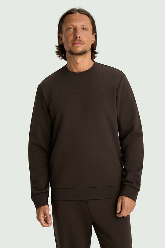 Cotton French terry crewneck sweatshirt 1 | BROWN | Audimas