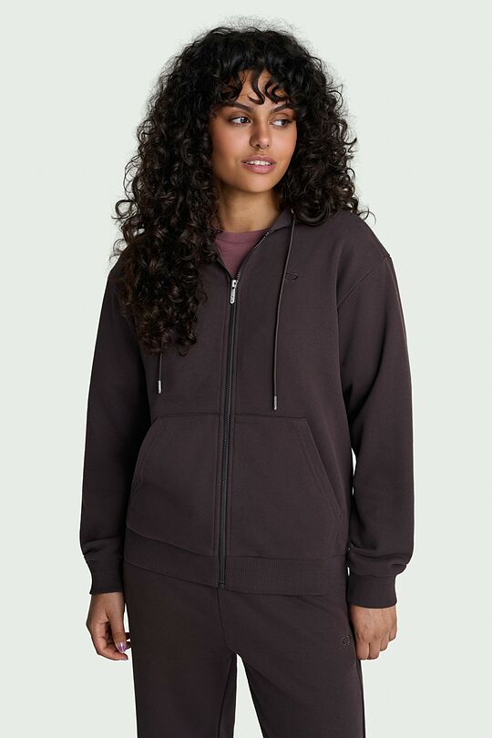 Cotton French terry full-zip hoodie 1 | BROWN | Audimas