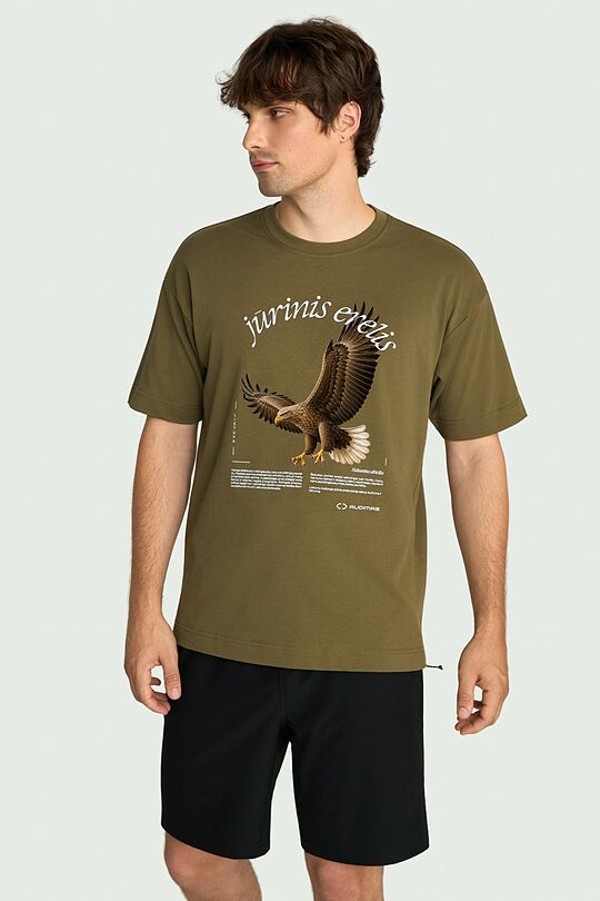Short sleeves cotton T-shirt "Sea Eagle" 3 | CHAKI | Audimas