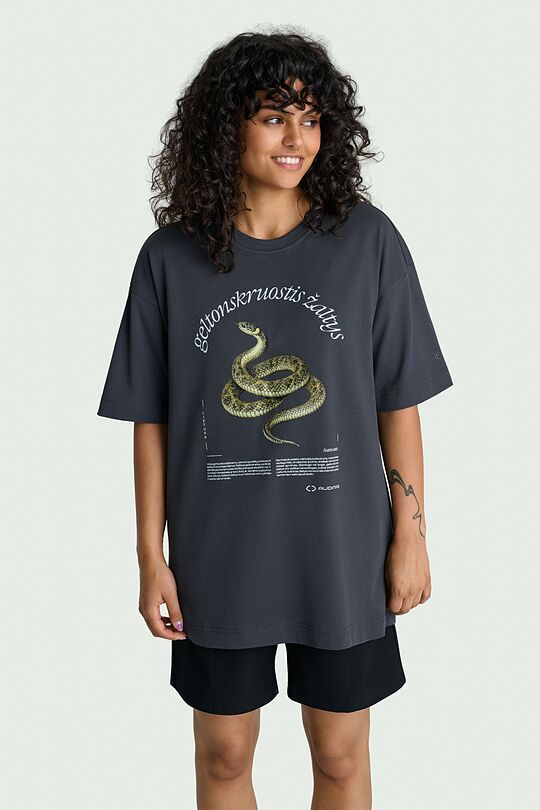 Short sleeves cotton T-shirt "Grass Snake" 2 | GREY | Audimas