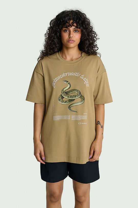 Cotton T-shirt "Grass Snake" 3 | BROWN | Audimas