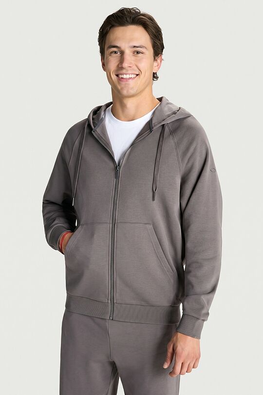 Full-zip cotton hoodie 1 | GREY | Audimas