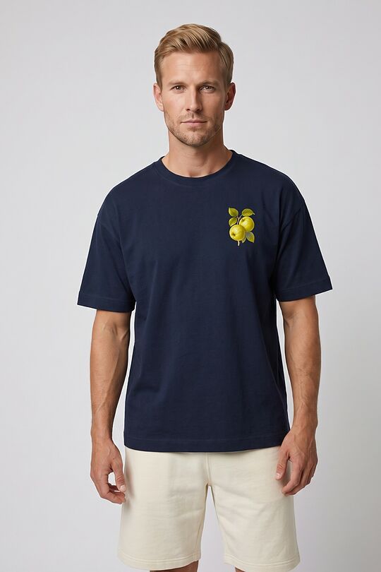 Short sleeves cotton T-shirt "Quinces" 3 | Dark blue | Audimas