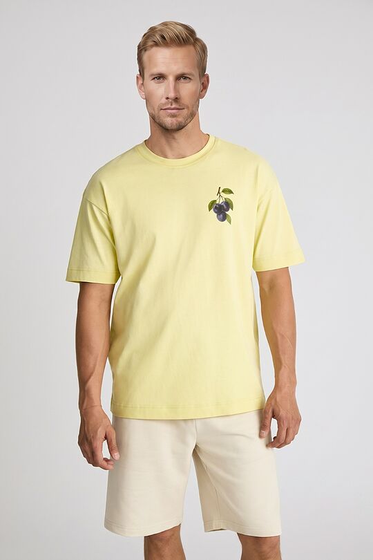Short sleeves cotton T-shirt "Plums" 4 | YELLOW | Audimas