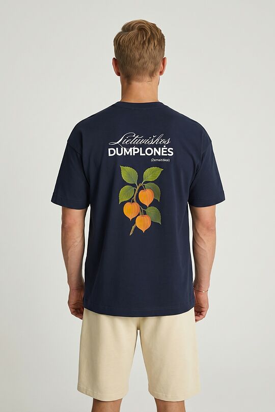 Short sleeves cotton T-shirt "Groundcherry" 2 | Dark blue | Audimas