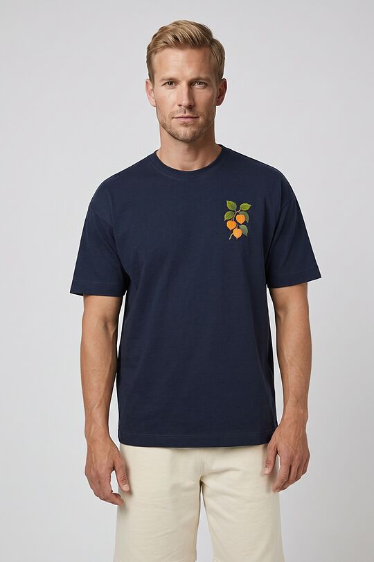 Short sleeves cotton T-shirt "Groundcherry" 5 | Dark blue | Audimas