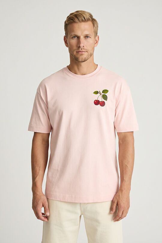 Short sleeves cotton T-shirt "Cherry" 5 | PINK | Audimas