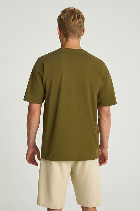 Oversized short sleeve cotton T-shirt 5 | CHAKI | Audimas