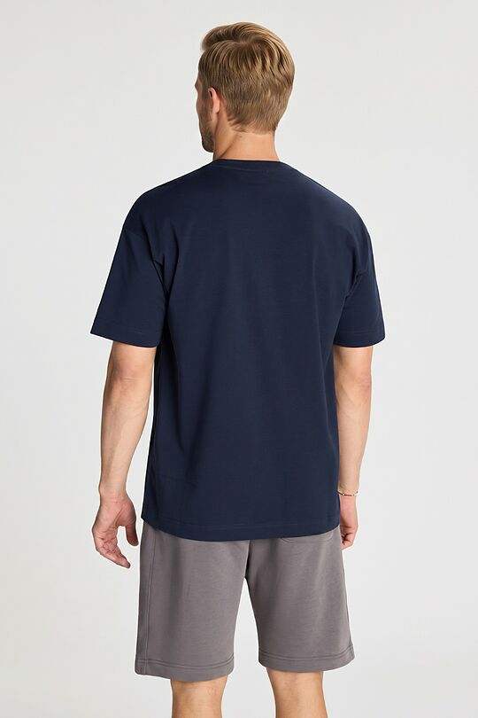 Oversized short sleeve cotton T-shirt 3 | Dark blue | Audimas