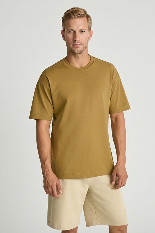 Oversized short sleeve cotton T-shirt 5 | BROWN | Audimas
