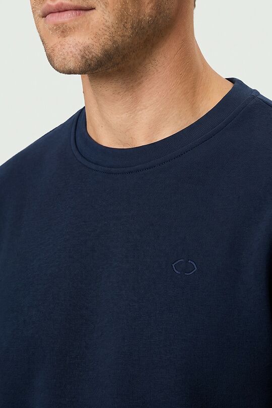 Cotton French terry crewneck sweatshirt 3 | Dark blue | Audimas