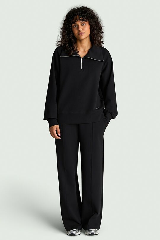 Cotton interlock wide sweatpants 1 | BLACK | Audimas