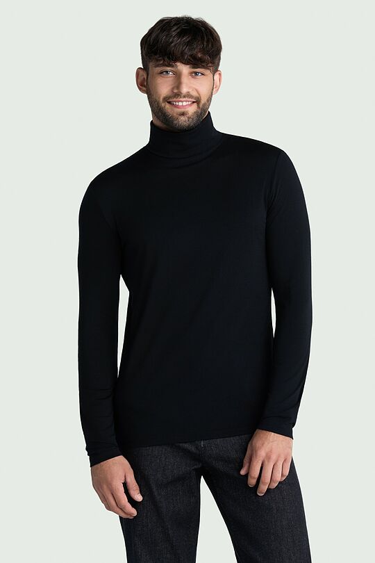 Lightweight merino wool roll neck top 1 | BLACK | Audimas