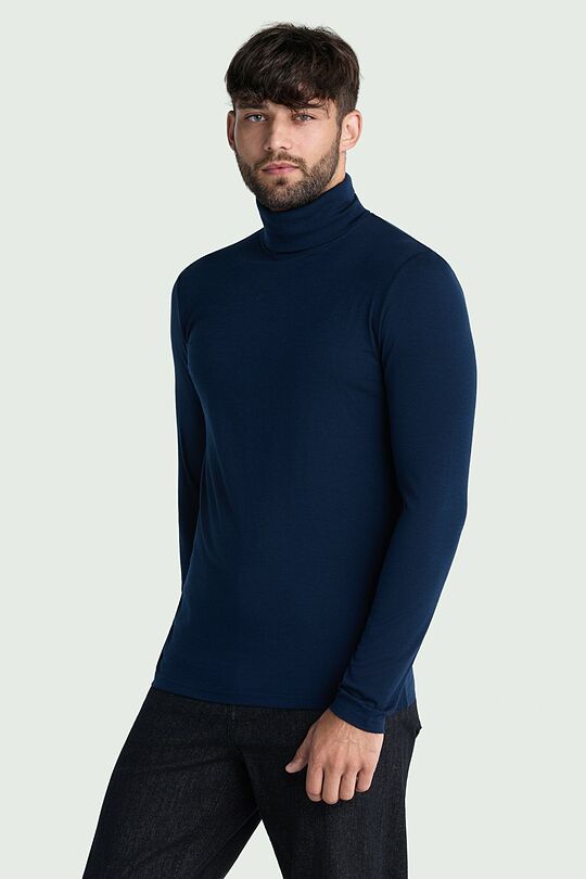 Lightweight merino wool roll neck top 1 | Dark blue | Audimas