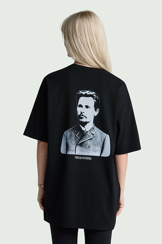 Medvilniniai marškinėliai trumpomis rankovėmis „Vincas Kudirka“ 3 | BLACK | Audimas