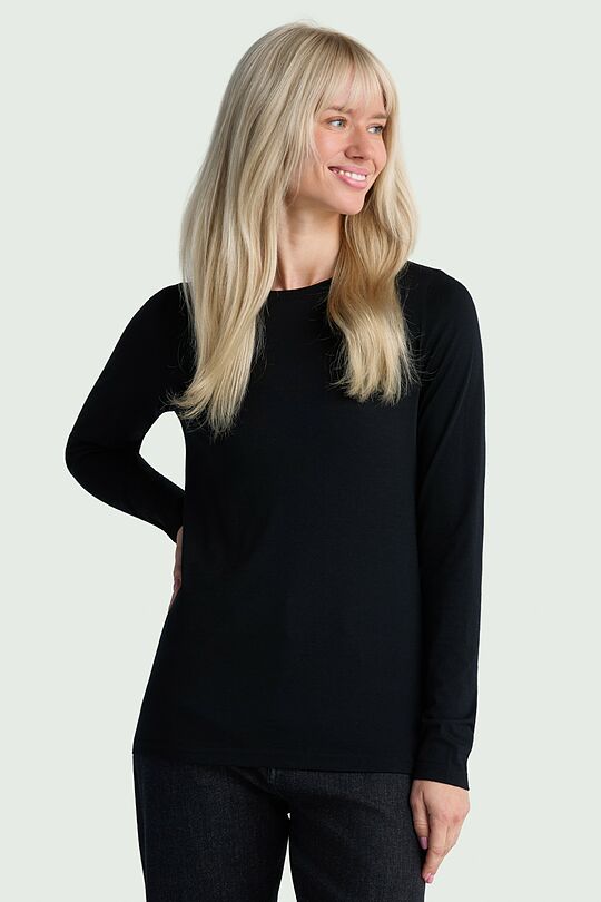 Lightweight merino wool long sleeve top 1 | BLACK | Audimas