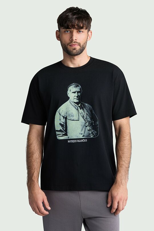 Short sleeves cotton T-shirt „Motiejus Valančius“ 6 | BLACK | Audimas